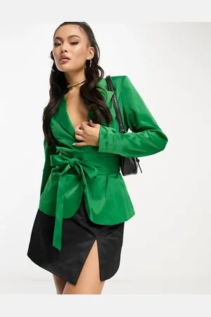 Unique 21 Belted corset satin blazer in bright - part of a set