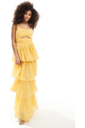 ANAYA Tiered maxi dress with cut out in marigold