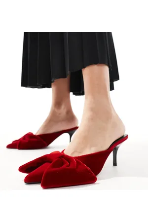 Pull&Bear Pointed bow detail heeled shoes in