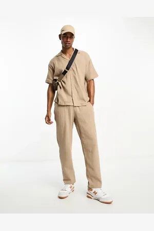 JACK & JONES Loose fit pants with waffle texture in sand - part of a set
