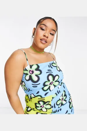 COLLUSION Plus mixed floral strappy romper in