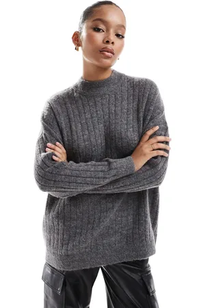 SELECTED Femme crew neck merino wool blend sweater in textured