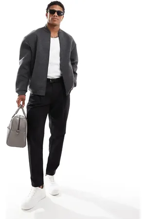 ASOS Oversized scuba bomber jacket in heathered charcoal