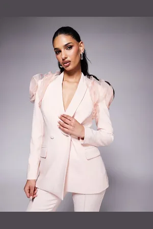 Lavish Alice Organza rose sleeve & button blazer in light - part of a set