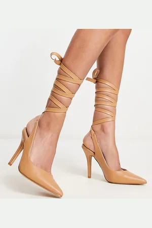 Raid Ishana heeled shoes with ankle tie in beige