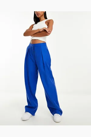 MANGO Slouchy tailored pants in cobalt