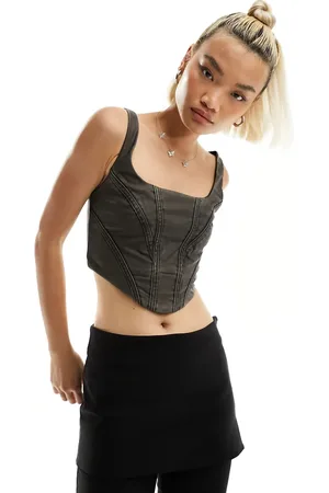 Stradivarius Faux leather corset top in