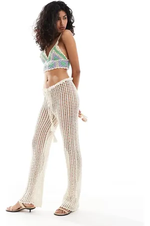 MANGO Crochet tie wast beach pants in