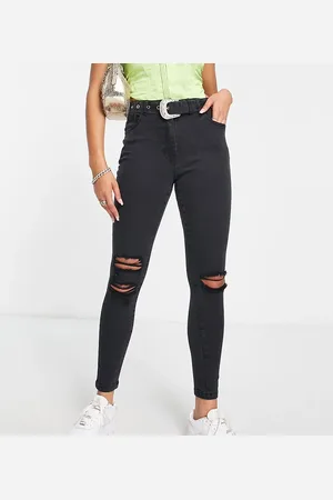 Parisian Belted skinny jeans in charcoal