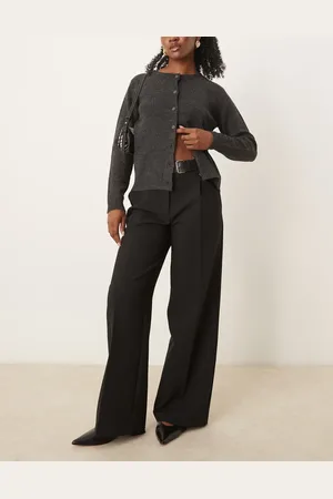 MANGO Buckle waist straight leg pants in