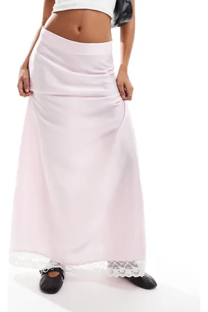 JDY Lace trim maxi skirt in