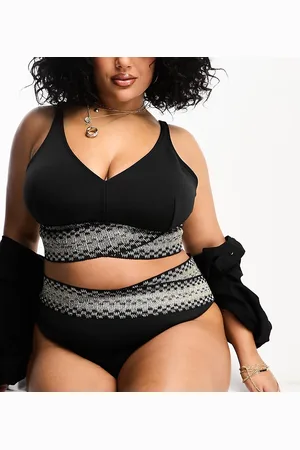 River Island Elastic high waist bikini bottom in