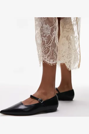 Topshop Ava pointed toe ballet flat shoes in