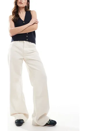 Pull&Bear High rise wide leg jeans in ecru