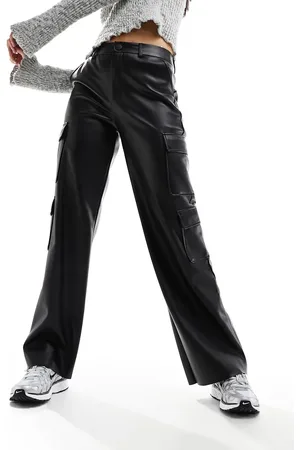 Stradivarius Faux leather cargo pants in