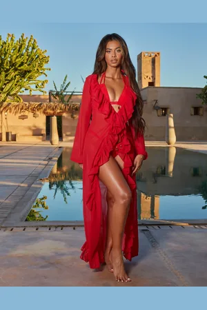 Moda Minx X Sophie Piper ruffle maxi beach kimono in