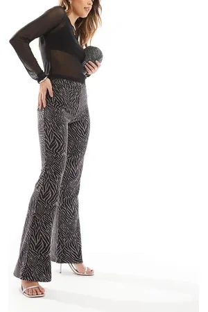ONLY Zebra print glitter flare pants in