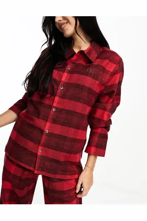 Calvin Klein Lounge flannel button down shirt in check print
