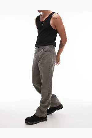 Topman Premium straight studded suede pants in