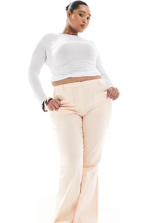 ASOS Curve patch pocket flare pants in apricot