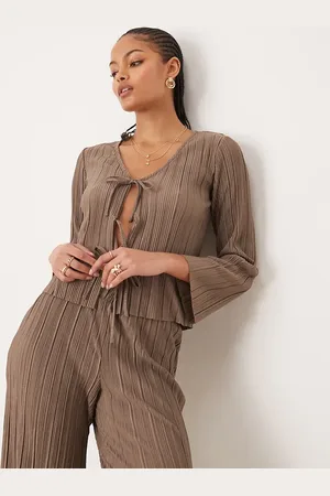 JDY Tie front plisse top in - part of a set