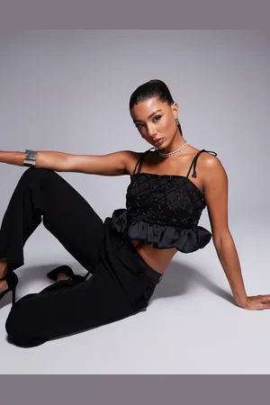 River Island Beaded bubble crop top in