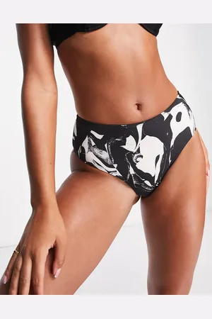 Monki High waist bikini bottom in marble print