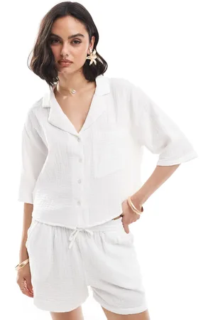 MANGO Cheesecloth short sleeve shirt in - part of a set