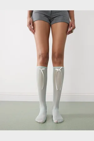 Reclaimed Knee high socks with bows in mesh