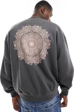 Only & Sons Boxy fit sweater with mandala back print in washed