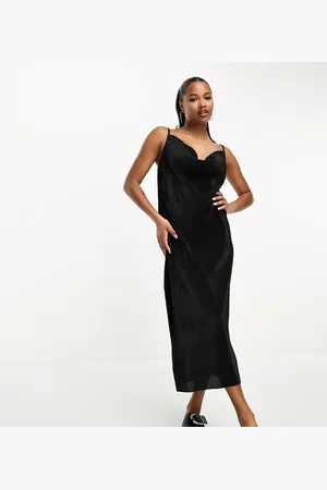 Threadbare Petite cami cowl neck plisse maxi dress in