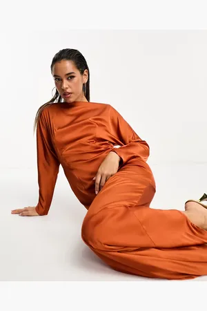 TFNC High neck maxi dress in burnt