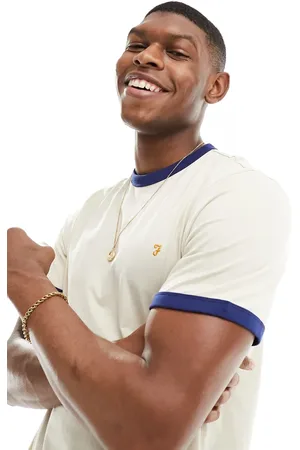 Farah Cotton ringer detail t-shirt in off