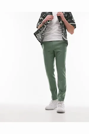Topman Skinny smart pants with elastic waistband in sage