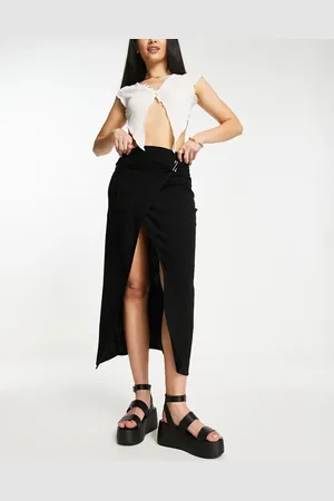 Stradivarius Rustic twist midi skirt in