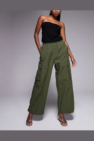 Sixth June Parachute pants with tonal embroidery in khaki