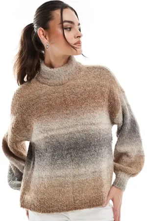 ONLY High neck knit sweater in tonal space dye