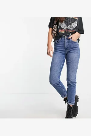 Stradivarius Tall slim mom jean with stretch in authentic blue