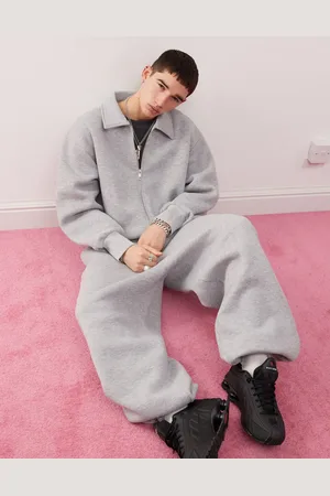 Reclaimed Collared zip up jacket in heather - part of a set