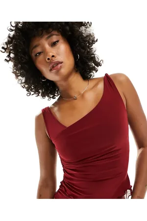 Reclaimed Ruched top in burgundy - part of a set