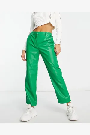 ONLY Faux leather straight leg pants in bright