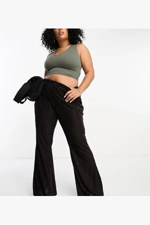 Urban Threads Velvet plisse wide leg pants in chocolate - part of a set