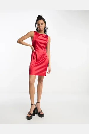 Urban Threads Satin mini dress with slit in
