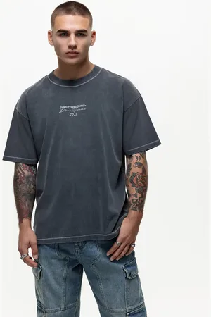Good For Nothing Oversized overlock T-shirt with stitch detail in washed