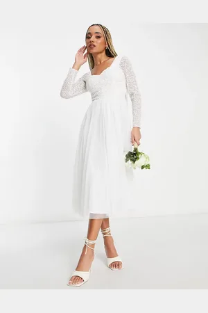 Beauut Bridal emellished bodice midi skater dress with tulle in