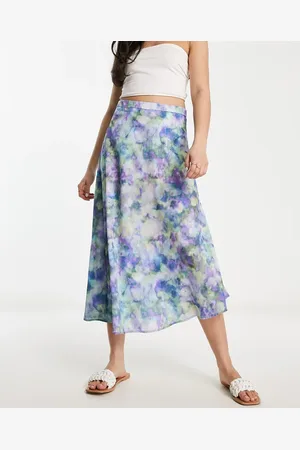 Stradivarius Mesh midi skirt in floral print