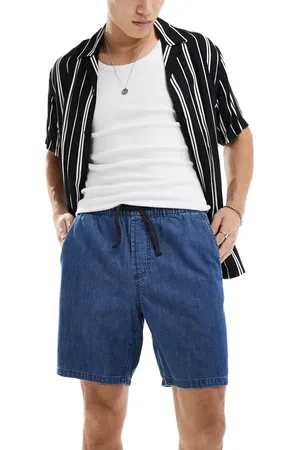 Only & Sons Pull on shorts in mid denim