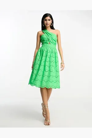 French Connection One shoulder mini dress in bold broderie