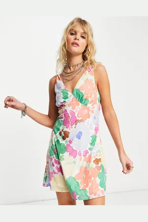 ONLY Neon & Nylon V-neck floaty mini dress in floral