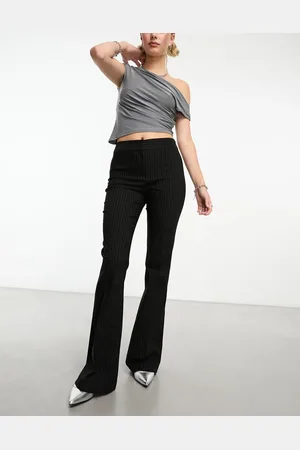 COLLUSION Mid rise extreme flare pants in pinstripe